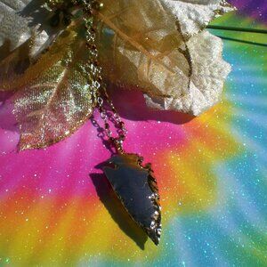 Gold Plated Arrowhead Pendant, Beaded Chain Necklace; Beaded Necklace, Arrowhead